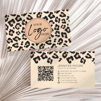 Modern Leopard Cheetah Custom Company Logo QR Code