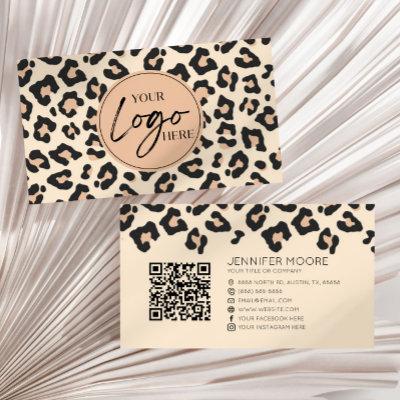 Modern Leopard Cheetah Custom Company Logo QR Code