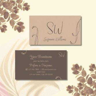 Modern Light and Dark Brown Ornate with Monogram