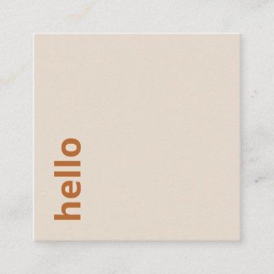 Modern light beige orange minimal hello typography square