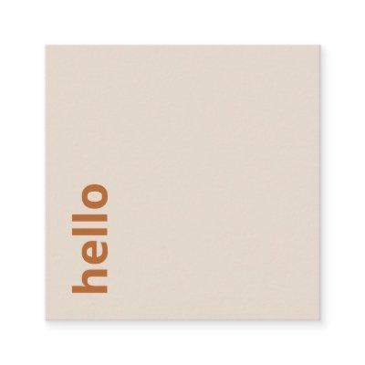 Modern light beige orange minimal hello typography square