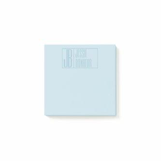 Modern Light Blue Initials & Name Logo Post-it Notes