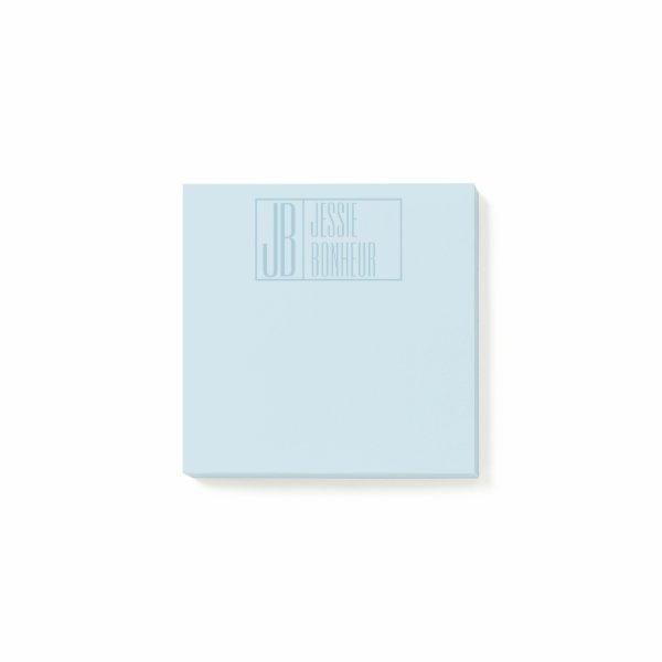 Modern Light Blue Initials & Name Logo Post-it Notes