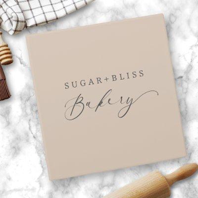 Modern Light Brown Beige Handwritten Script Bakery 3 Ring Binder