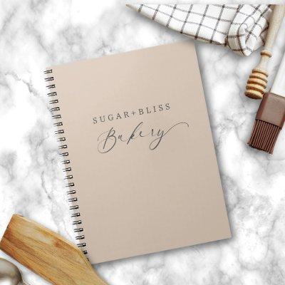 Modern Light Brown Beige Handwritten Script Bakery Notebook