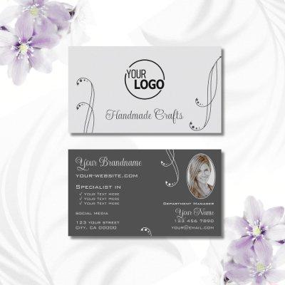 Modern Light Dark Gray Ornate with Logo and Photo