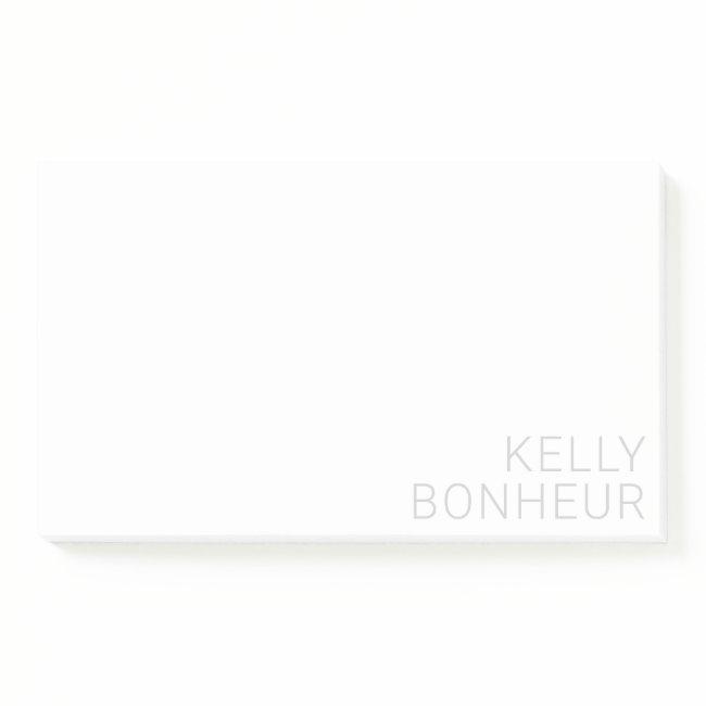 Modern Light Grey Name On White Post-it Notes
