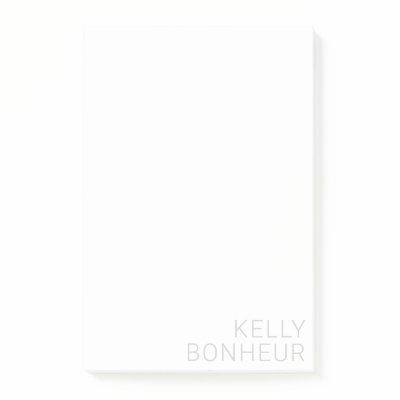 Modern Light Grey Name On White Post-it Notes