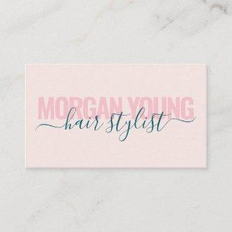 Modern light pink hair stylist script signature