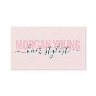 Modern light pink hair stylist script signature