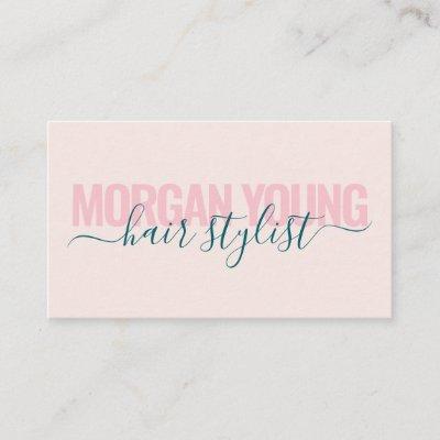 Modern light pink hair stylist script signature