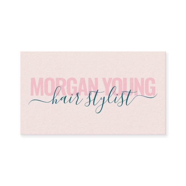 Modern light pink hair stylist script signature