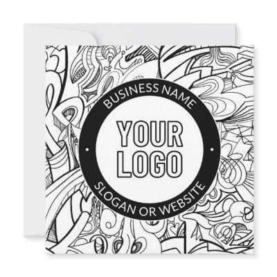 Modern Line Artwork & Your Logo w/Editable Text Card