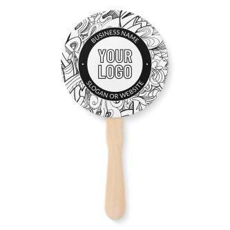 Modern Line Artwork & Your Logo w/Editable Text Hand Fan