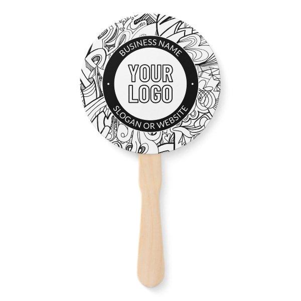 Modern Line Artwork & Your Logo w/Editable Text Hand Fan