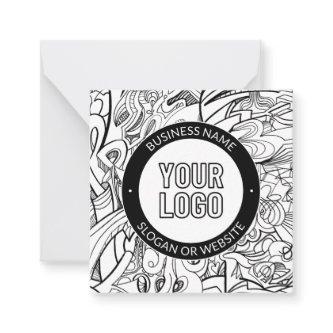 Modern Line Artwork & Your Logo w/Editable Text Note Card