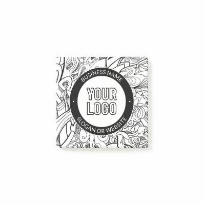 Modern Line Artwork & Your Logo w/Editable Text Post-it Notes