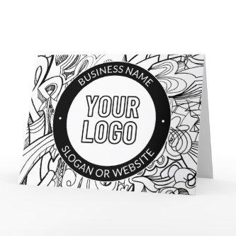 Modern Line Artwork & Your Logo w/Editable Text Thank You Card