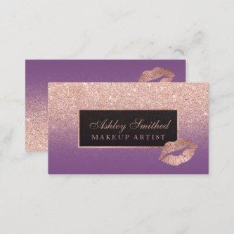 Modern lips rose gold glitter purple ombre makeup