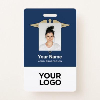 Modern Logo Employee Doctor Nurse Photo Name ID Badge