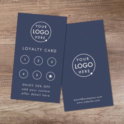 Modern Logo | Navy Blue Business Discount Reward Loyalty Card