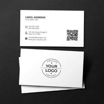Modern Logo & QR Code Plain White
