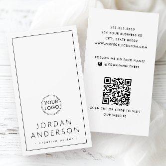 Modern logo social media QR white