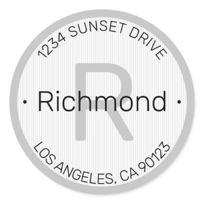 Modern look | White Black & Grey Return Address Classic Round Sticker