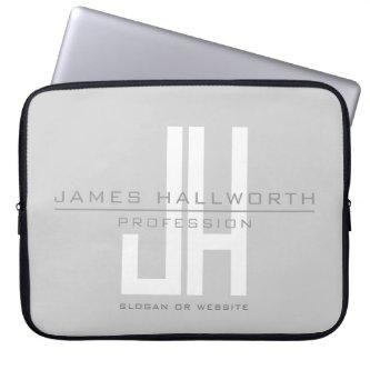 Modern Looking Business Monogram | Grey Laptop Sleeve