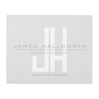 Modern Looking Business Monogram | Grey Metal Print