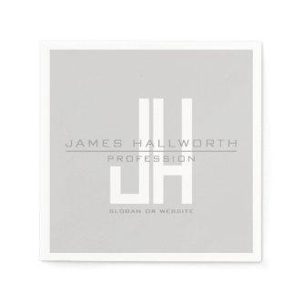 Modern Looking Business Monogram | Grey Napkins