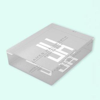 Modern Looking Business Monogram | Grey Paperweight