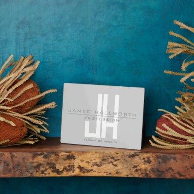 Modern Looking Business Monogram | Grey Plaque