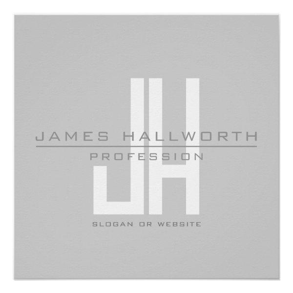 Modern Looking Business Monogram | Grey Poster