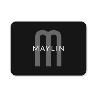Modern Looking Monogrammed Name | Black Grey White Enclosure Card