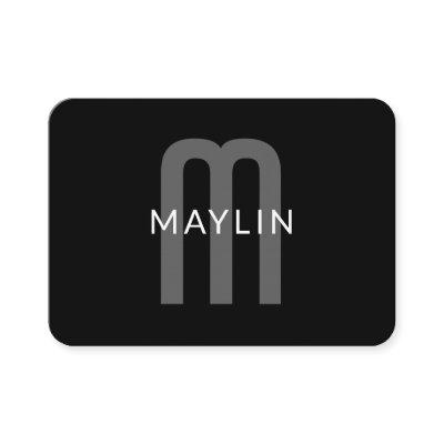 Modern Looking Monogrammed Name | Black Grey White Enclosure Card