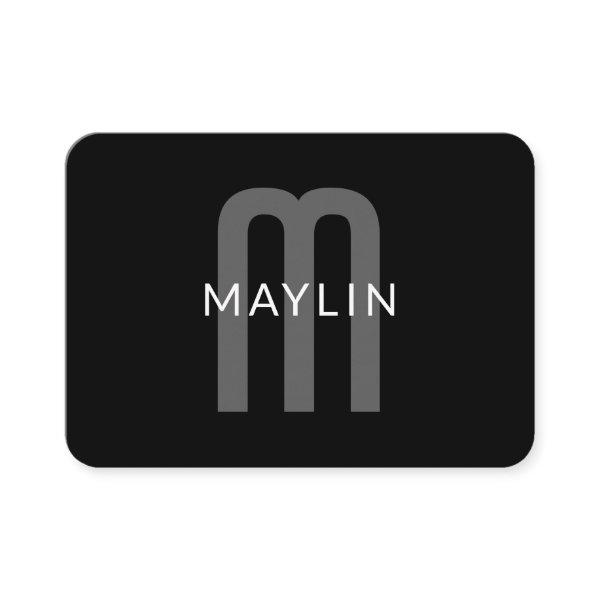 Modern Looking Monogrammed Name | Black Grey White Enclosure Card