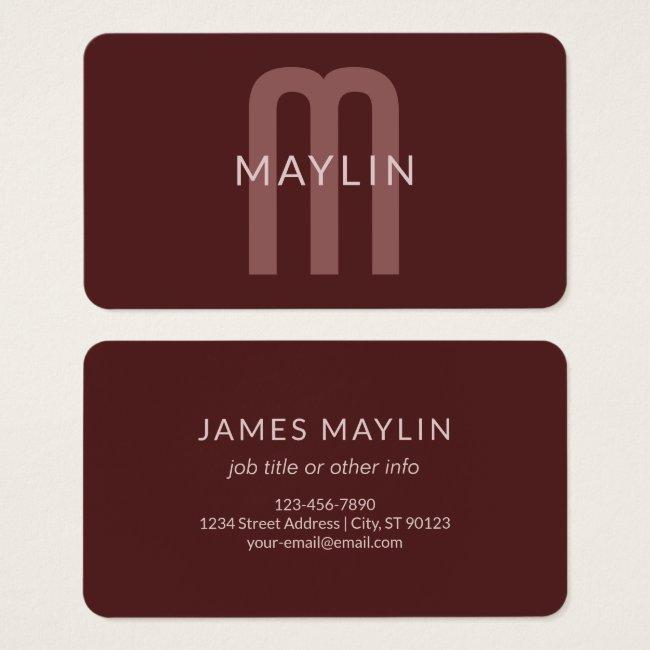 Modern Looking Monogrammed Name | Maroon Red