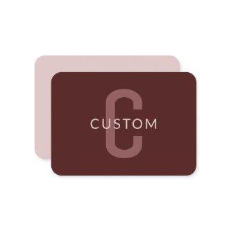 Modern Looking Monogrammed Name | Maroon Red Enclosure Card