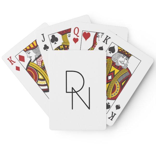 Modern Looking Overlapping Initials Poker Cards