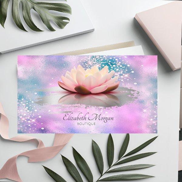 Modern Lotus Brush Stroke Cool Holographic