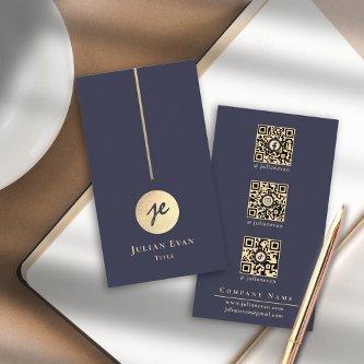 Modern Luxe Navy Blue & Gold Monogram Social Media