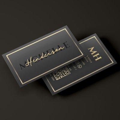 Modern Luxury Black Gold Frame Border Monogram