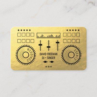 Modern luxury gold foil black dj music turntable
