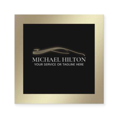 Modern luxury powerful gold car outline logo square