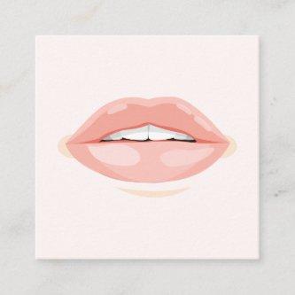 Modern makeup artist blush pink lips cosmetologist square