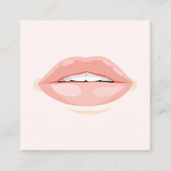 Modern makeup artist blush pink lips cosmetologist square