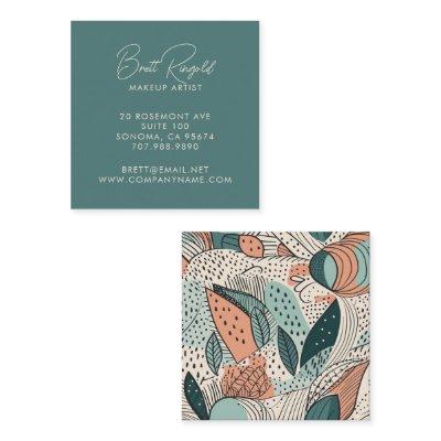 Modern Makeup Artist Salmon Green Abstract Shapes  Square