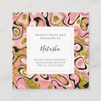 Modern Marble Glitter Pink/Gold Makeup Square