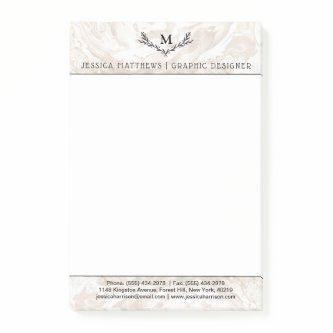 Modern Marble Monogram Wreath Post-it Notes